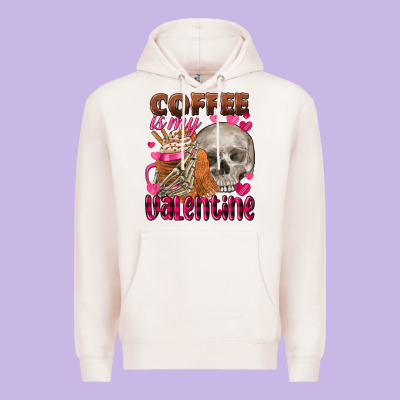 Coffee Is My Valentine Skull Premium Hoodie Designed By Fadigitalartstudio