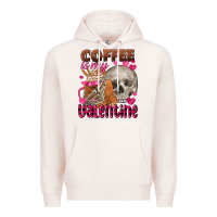 Pale Pink coffee is my valentine skull Premium Hoodie - FaDigitalArtStudio