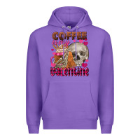 Purple coffee is my valentine skull Premium Hoodie - FaDigitalArtStudio