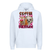 White coffee is my valentine skull Premium Hoodie - FaDigitalArtStudio