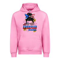 Fuchsia Pink All American Mama 4th of July Urban Hoodie - CowGirlArtShop