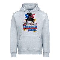 Heather Grey All American Mama 4th of July Urban Hoodie - CowGirlArtShop