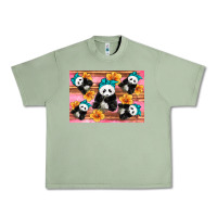 Oil Green Baby panda flowers Urban Heavy Tee - Artiststas