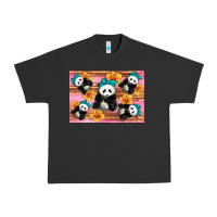 Pigment Black Baby panda flowers Urban Heavy Tee - Artiststas