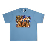 Pebble Blue 4th of July Highland Cattle Urban Heavy Tee - RanaPortraitStore