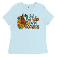 Baby Blue just a girl who loves horses Ladies Tee - Artiststas