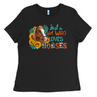 Black just a girl who loves horses Ladies Tee - Artiststas