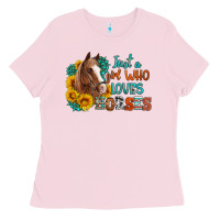 Bubblegum Pink just a girl who loves horses Ladies Tee - Artiststas