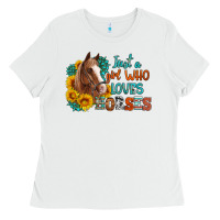 White just a girl who loves horses Ladies Tee - Artiststas
