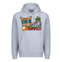 Heather Grey hello summer Premium Hoodie - SublimationCraftShop
