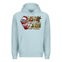 Blue Mist Coffee  Jesus Premium Hoodie - CowhideDigitalArt