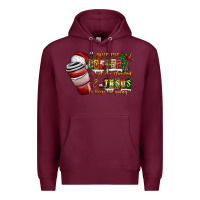 Burgundy Coffee  Jesus Premium Hoodie - CowhideDigitalArt