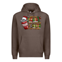 Coffee Coffee  Jesus Premium Hoodie - CowhideDigitalArt