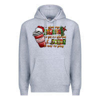 Heather Grey Coffee  Jesus Premium Hoodie - CowhideDigitalArt