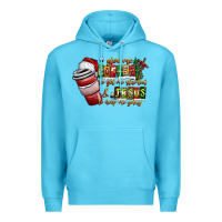 Ocean Blue Coffee  Jesus Premium Hoodie - CowhideDigitalArt