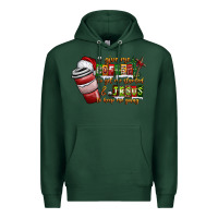 Sports Green Coffee  Jesus Premium Hoodie - CowhideDigitalArt
