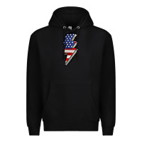 Black American lightning bold 4th of july Premium Hoodie - CowGirlArtShop
