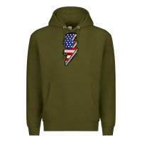 Army Green American lightning bold 4th of july Premium Hoodie - CowGirlArtShop