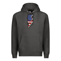 Charcoal Heather American lightning bold 4th of july Premium Hoodie - CowGirlArtShop