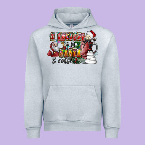 I Believe In Santa And Coffee Urban Hoodie Designed By Cowhidedigitalart