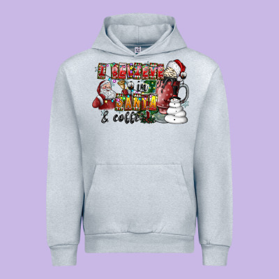 I Believe In Santa And Coffee Urban Hoodie Designed By Cowhidedigitalart
