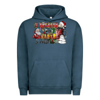 Pigment Midnight Navy I Believe In Santa And Coffee Urban Hoodie - CowhideDigitalArt