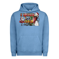 Pigment Pebble Blue I Believe In Santa And Coffee Urban Hoodie - CowhideDigitalArt