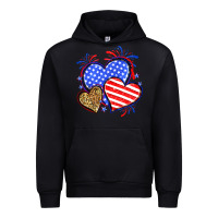 American Flag Leopard Hearts Urban Hoodie | Teevron