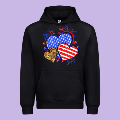 American Flag Leopard Hearts Urban Hoodie Designed By Neo Western