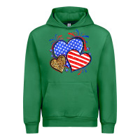 Emerald American flag leopard hearts Urban Hoodie - Neo Western