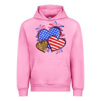 Fuchsia Pink American flag leopard hearts Urban Hoodie - Neo Western