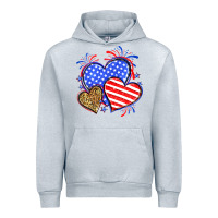 Heather Grey American flag leopard hearts Urban Hoodie - Neo Western