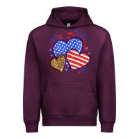 Mauve Wine American flag leopard hearts Urban Hoodie - Neo Western