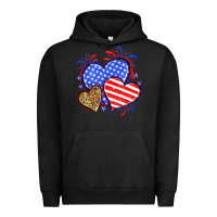 Pigment Black American flag leopard hearts Urban Hoodie - Neo Western