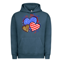 Pigment Midnight Navy American flag leopard hearts Urban Hoodie - Neo Western