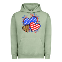 Pigment Oil Green American flag leopard hearts Urban Hoodie - Neo Western