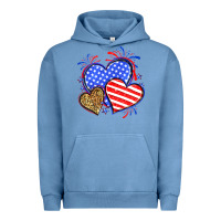 Pigment Pebble Blue American flag leopard hearts Urban Hoodie - Neo Western