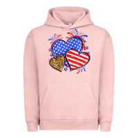 Pigment Salmon American flag leopard hearts Urban Hoodie - Neo Western
