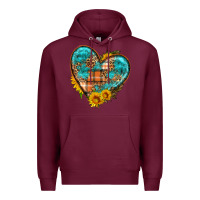Burgundy fall pattern heart with sunflower Premium Hoodie - HRA Design Shop