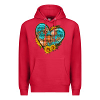 Cardinal fall pattern heart with sunflower Premium Hoodie - HRA Design Shop