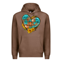 Chestnut fall pattern heart with sunflower Premium Hoodie - HRA Design Shop
