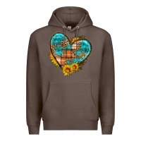 Coffee fall pattern heart with sunflower Premium Hoodie - HRA Design Shop