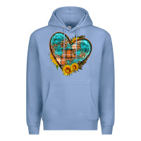 Colony Blue fall pattern heart with sunflower Premium Hoodie - HRA Design Shop