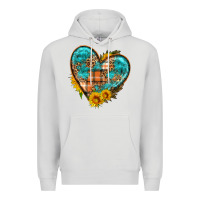 Dove Grey fall pattern heart with sunflower Premium Hoodie - HRA Design Shop