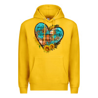 Lemon fall pattern heart with sunflower Premium Hoodie - HRA Design Shop