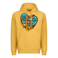 Mustard fall pattern heart with sunflower Premium Hoodie - HRA Design Shop