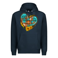 Navy fall pattern heart with sunflower Premium Hoodie - HRA Design Shop