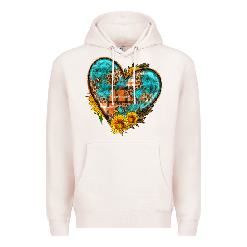 Fall Pattern Heart With Sunflower Premium Hoodie by HRA Design Shop | Teevron