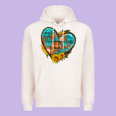 Fall Pattern Heart With Sunflower Premium Hoodie Designed By Hra Design Shop