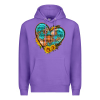 Purple fall pattern heart with sunflower Premium Hoodie - HRA Design Shop